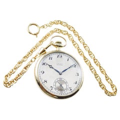 Gruen  Solid Yellow Gold Pocket Watch with Original Dial by Stern Freres 1920's
