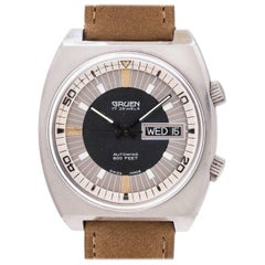 Gruen Stainless Steel Autowind Super Compressor Day-Date Self Winding Wristwatch