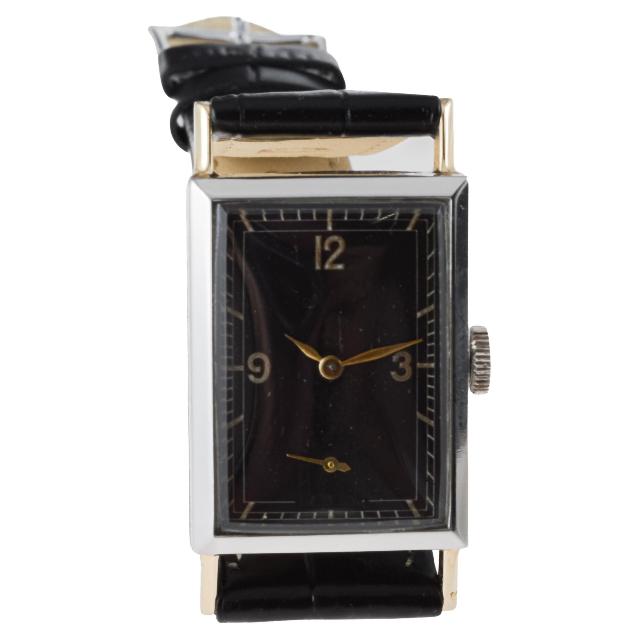 Gruen Steel & Gold Art Deco Watch circa 1930's with Original Dial For Sale 6