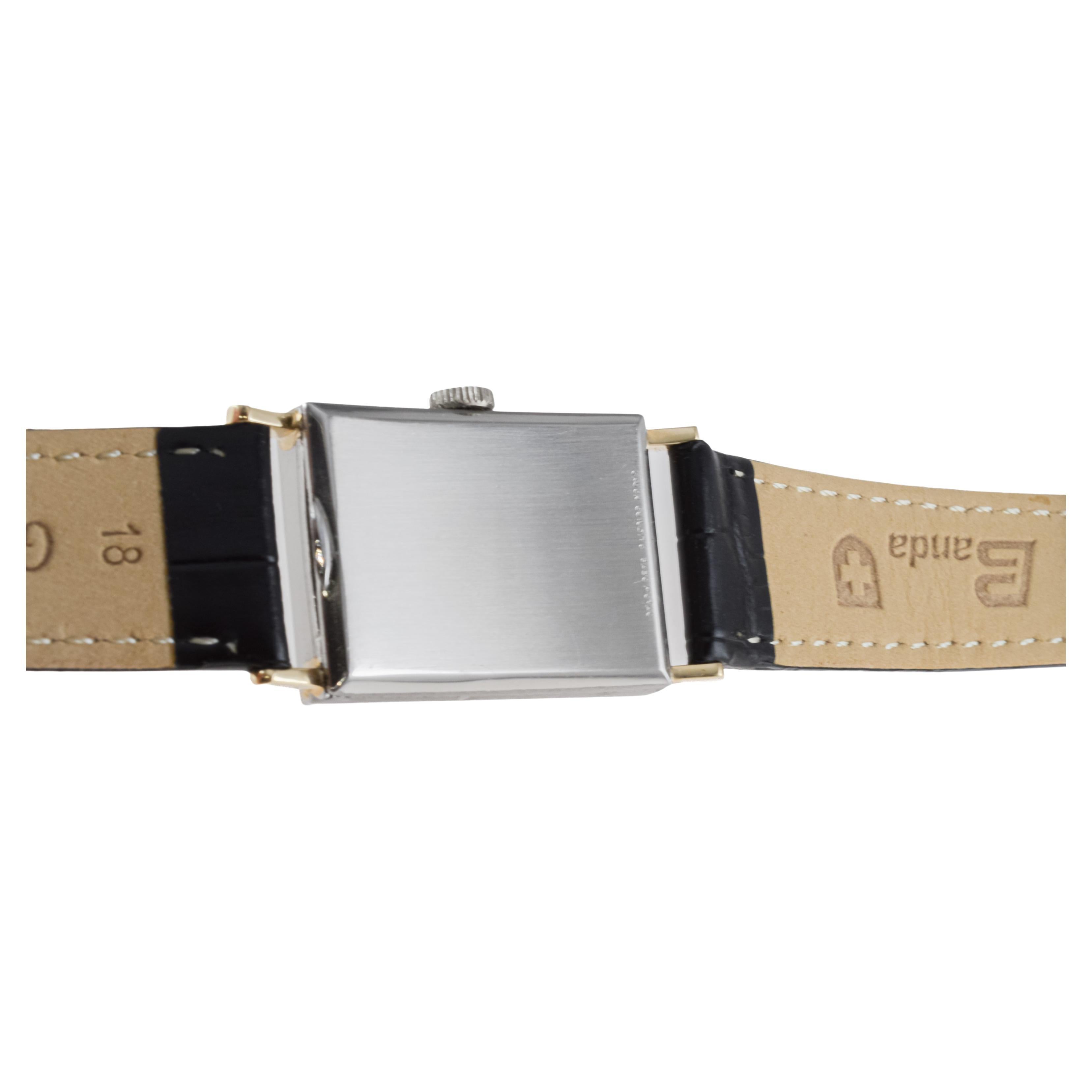 Gruen Steel & Gold Art Deco Watch circa 1930's with Original Dial For Sale 8