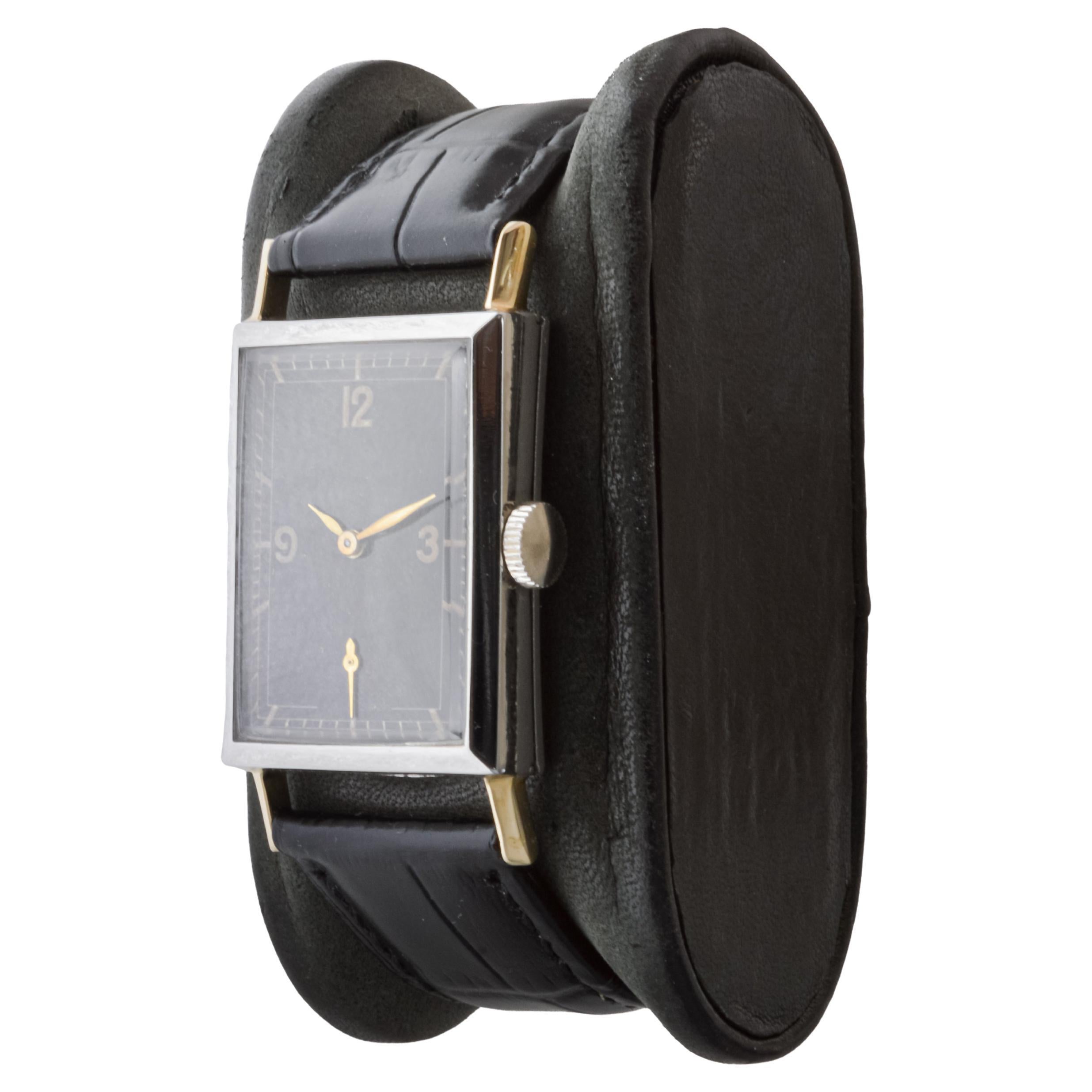 Gruen Steel & Gold Art Deco Watch circa 1930's with Original Dial For Sale 2