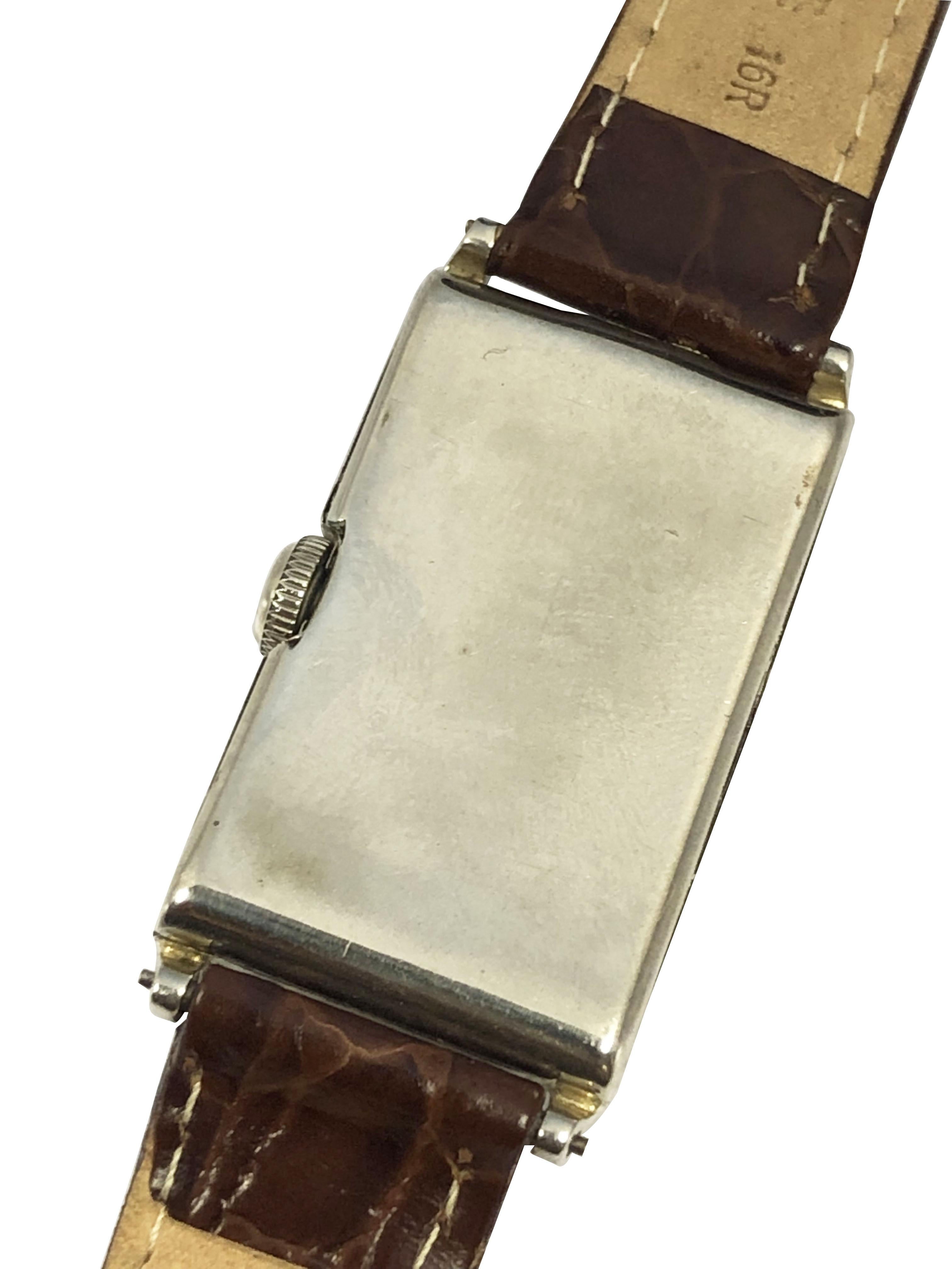 Art Deco Gruen Techni Quadron 1930s Doctors Duo Dial Wrist Watch For Sale