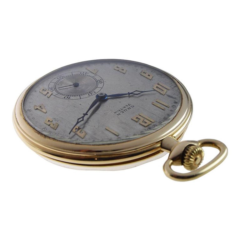 Montre De Poche Ancienne GRUEN En Or 14K - Mécanique, 15 Rubis, Vintage à Restaurer