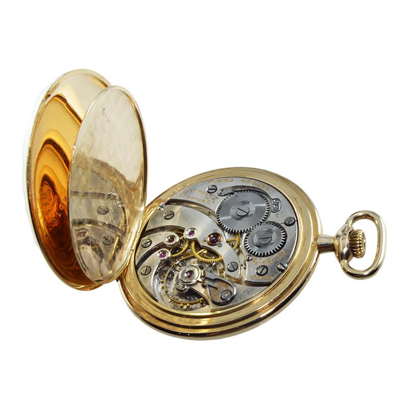 Gruen VeriThin 14 Karat Yellow Gold Art Deco Pocket Watch, circa 1920s For Sale 1