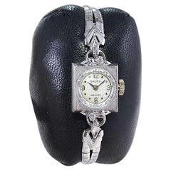Gruen White Gold Filled Art Deco Ladies Watch with Original Diamonized Crystal
