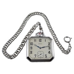 Gruen White Gold Filled Art Deco Pocket Watch circa 1920's with Original Dial