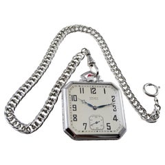 Gruen White Gold Filled Art Deco Pocket Watch circa 1920's