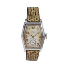 Gruen White Gold Filled Art Deco Tank Watch with Original Strap from 1931