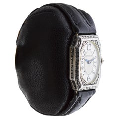 Gruen White Gold filled Ladies Art Deco Watch 1920's with Sterling Silver Dial