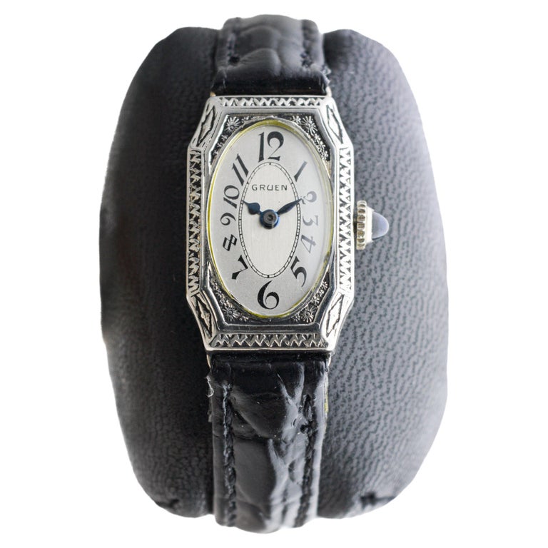 Vintage Gruen‎ Women\'s White Gold Filled Bracelet Watch - Silver Vintage Gruen 15 Jewel Manual Wind Ladies Wristwatch White  main image 3