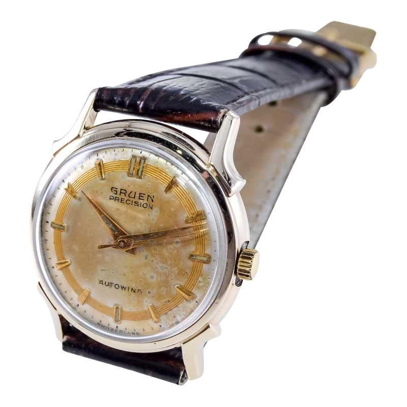 Gruen Yellow Gold Filled Art Deco Automatic with Original Dial from 1940's For Sale 3
