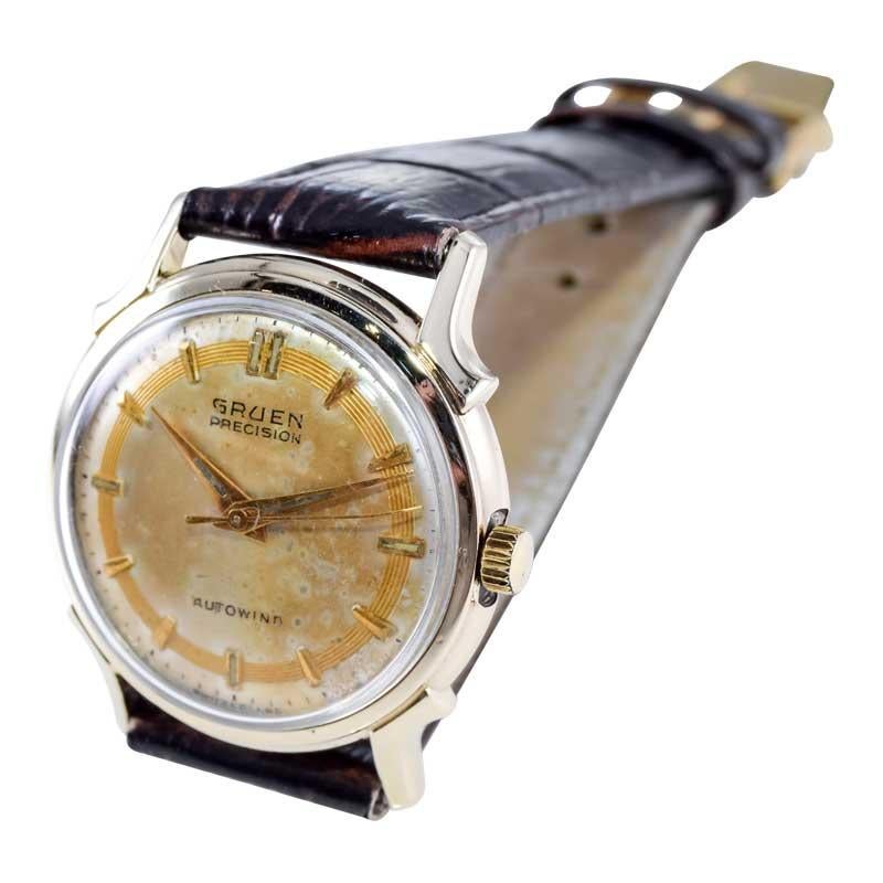 Gruen Yellow Gold Filled Art Deco Automatic with Original Dial from 1940's For Sale 4