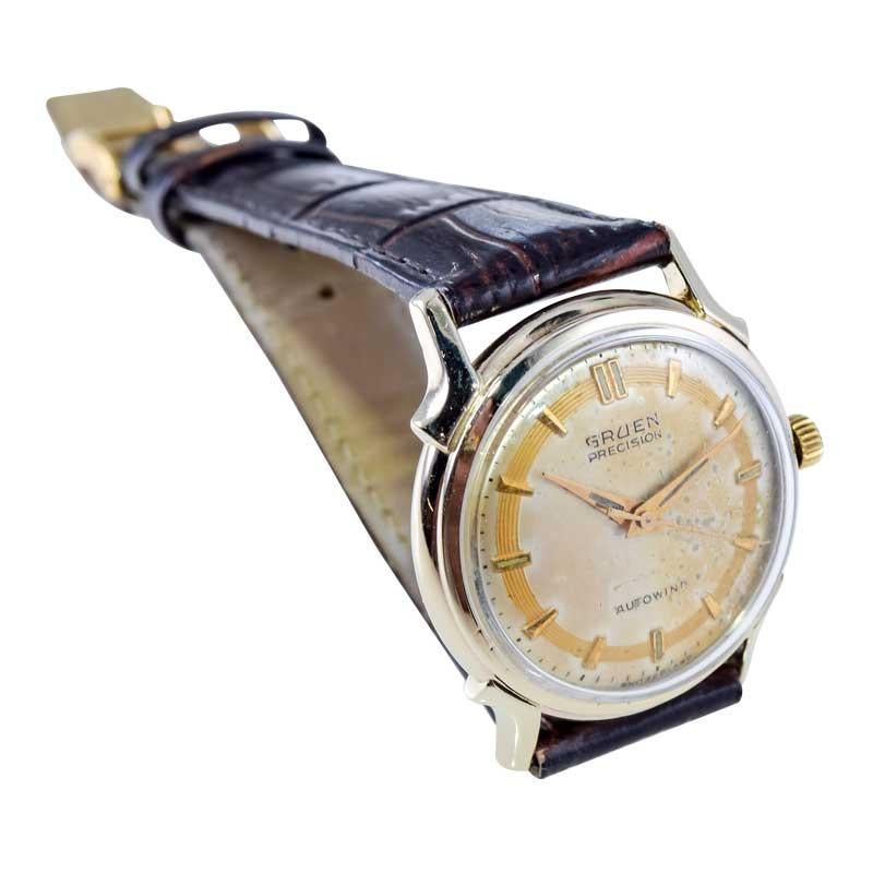 Gruen Yellow Gold Filled Art Deco Automatic with Original Dial from 1940's For Sale 5