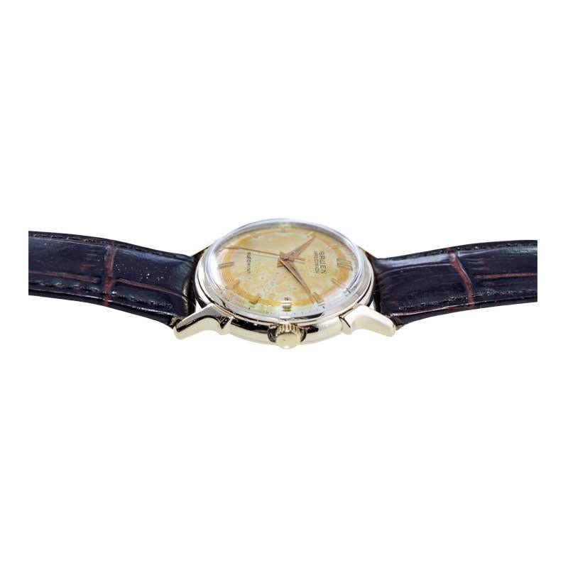Gruen Yellow Gold Filled Art Deco Automatic with Original Dial from 1940's For Sale 6