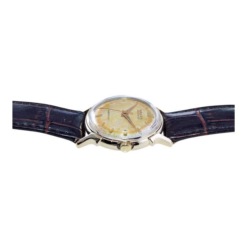 Gruen Gelbgold gefüllt Art Deco Automatik mit Original Zifferblatt aus den 1940er Jahren im Angebot 8