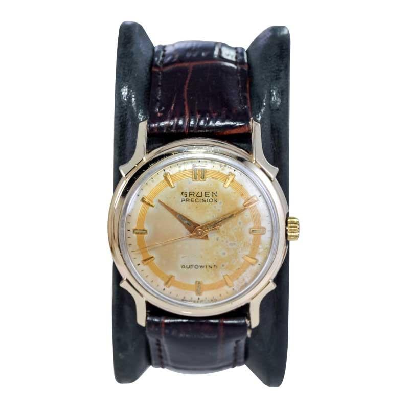 Gruen Gelbgold gefüllt Art Deco Automatik mit Original Zifferblatt aus den 1940er Jahren im Angebot 1