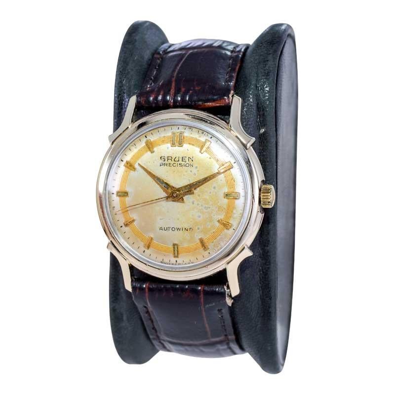 Women's or Men's Gruen Yellow Gold Filled Art Deco Automatic with Original Dial from 1940's For Sale