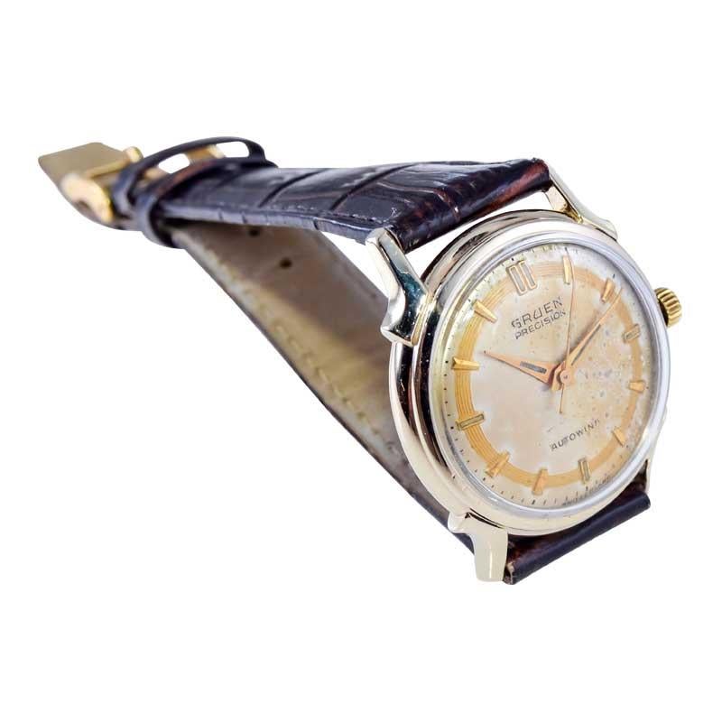 Gruen Yellow Gold Filled Art Deco Automatic with Original Dial from 1940's For Sale 1