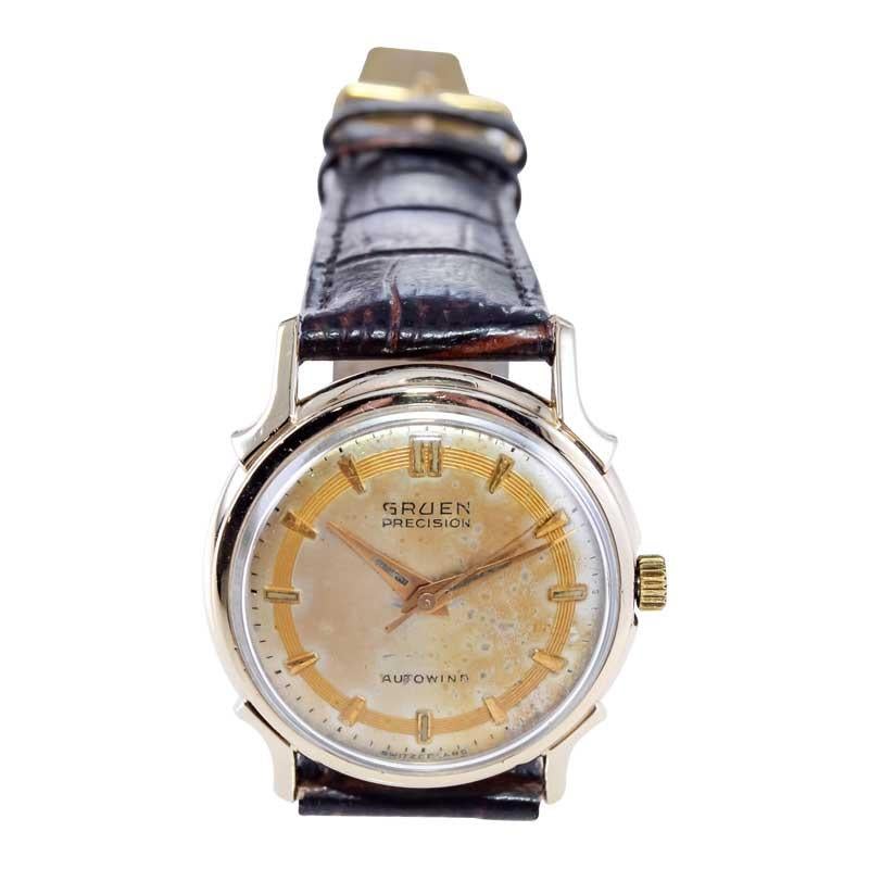 Gruen Yellow Gold Filled Art Deco Automatic with Original Dial from 1940's For Sale 2