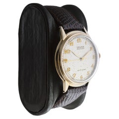 Gruen Yellow Gold Filled Art Deco "Bumper" Watch with Patinated Dial circa 940's