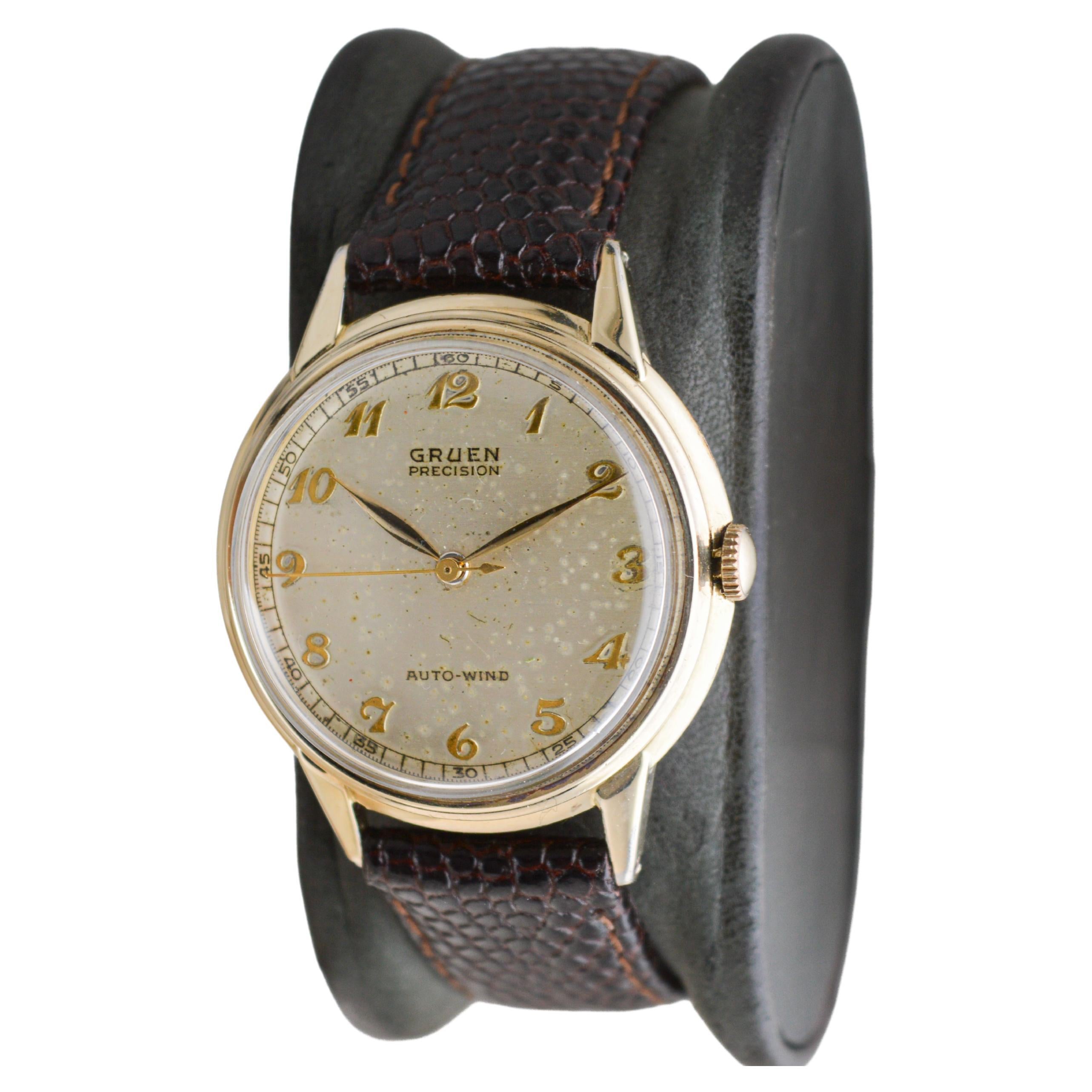 Women's or Men's Gruen Yellow Gold Filled Art Deco 