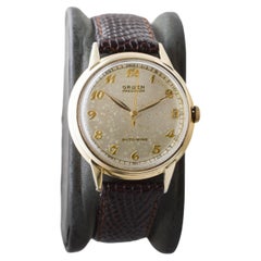 Gruen Gelbgold gefüllt Art Deco "Bumper" Uhr mit patiniert Zifferblatt circa 940's