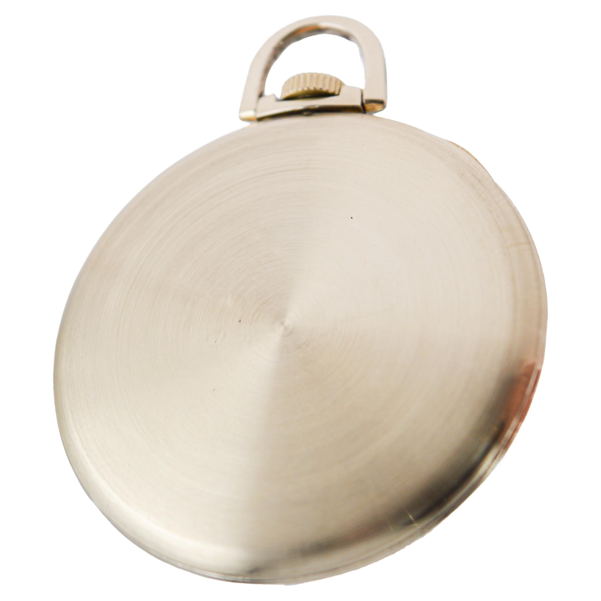 Gruen Yellow Gold Filled Art Deco Pocket Watch with Original Dial 1940's For Sale 3