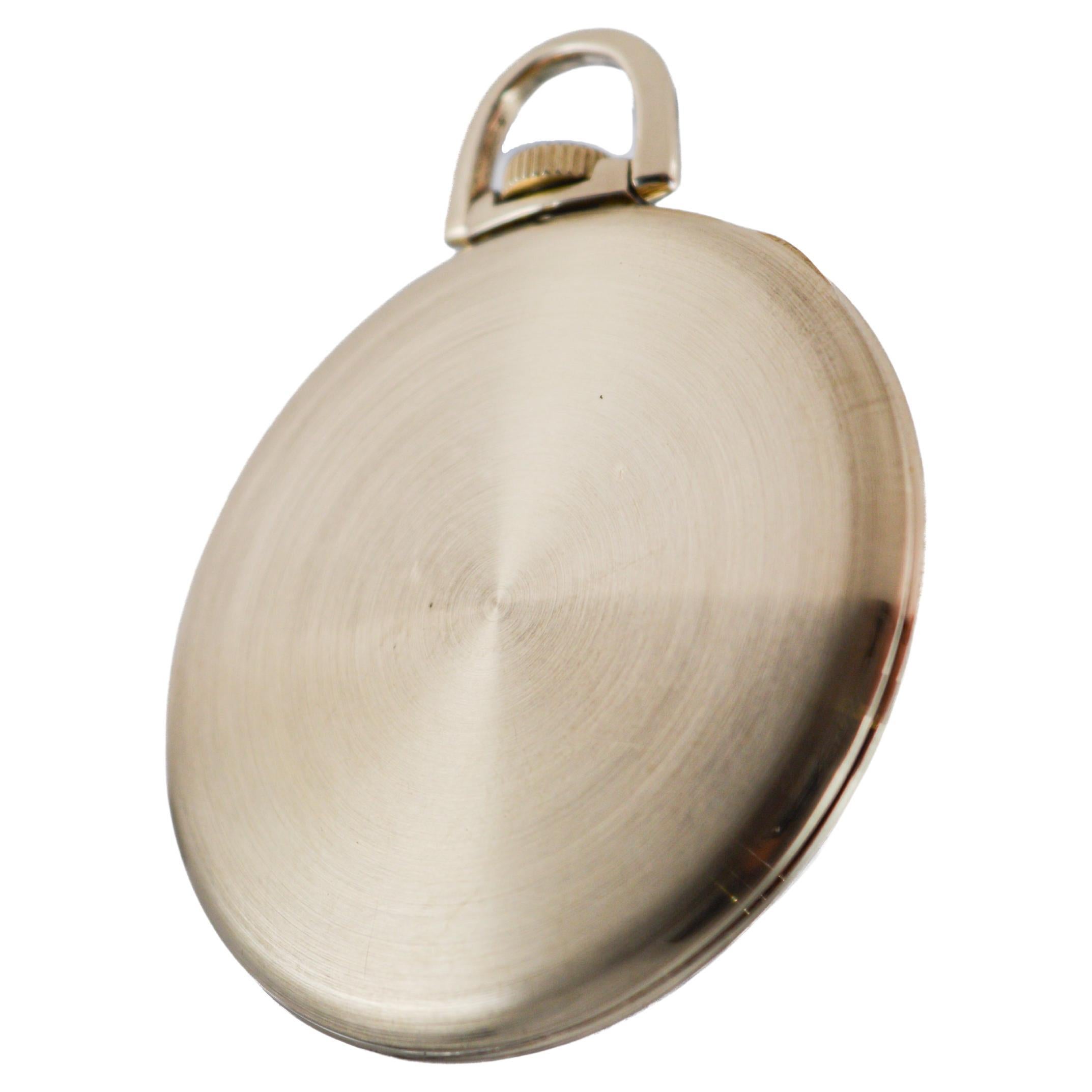 Gruen Yellow Gold Filled Art Deco Pocket Watch with Original Dial 1940's For Sale 4