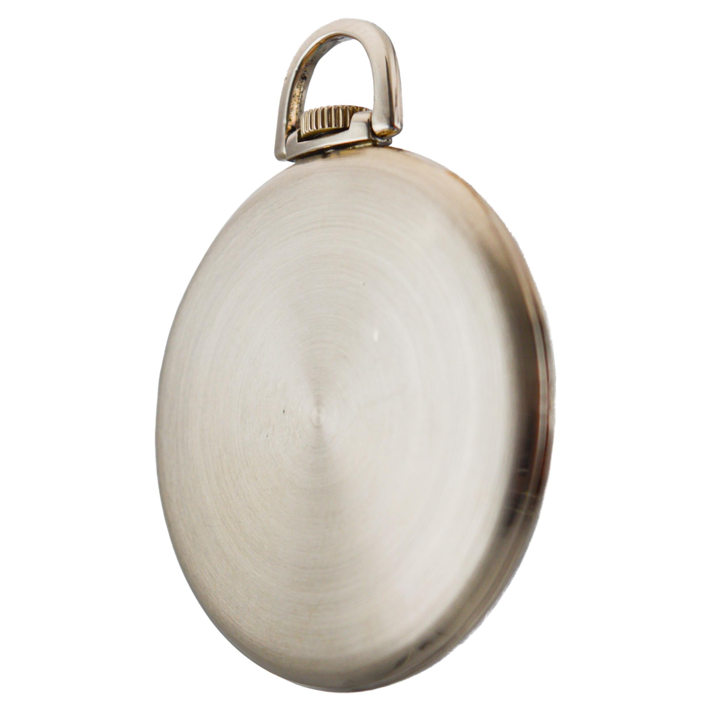Gruen Yellow Gold Filled Art Deco Pocket Watch with Original Dial 1940's For Sale 5