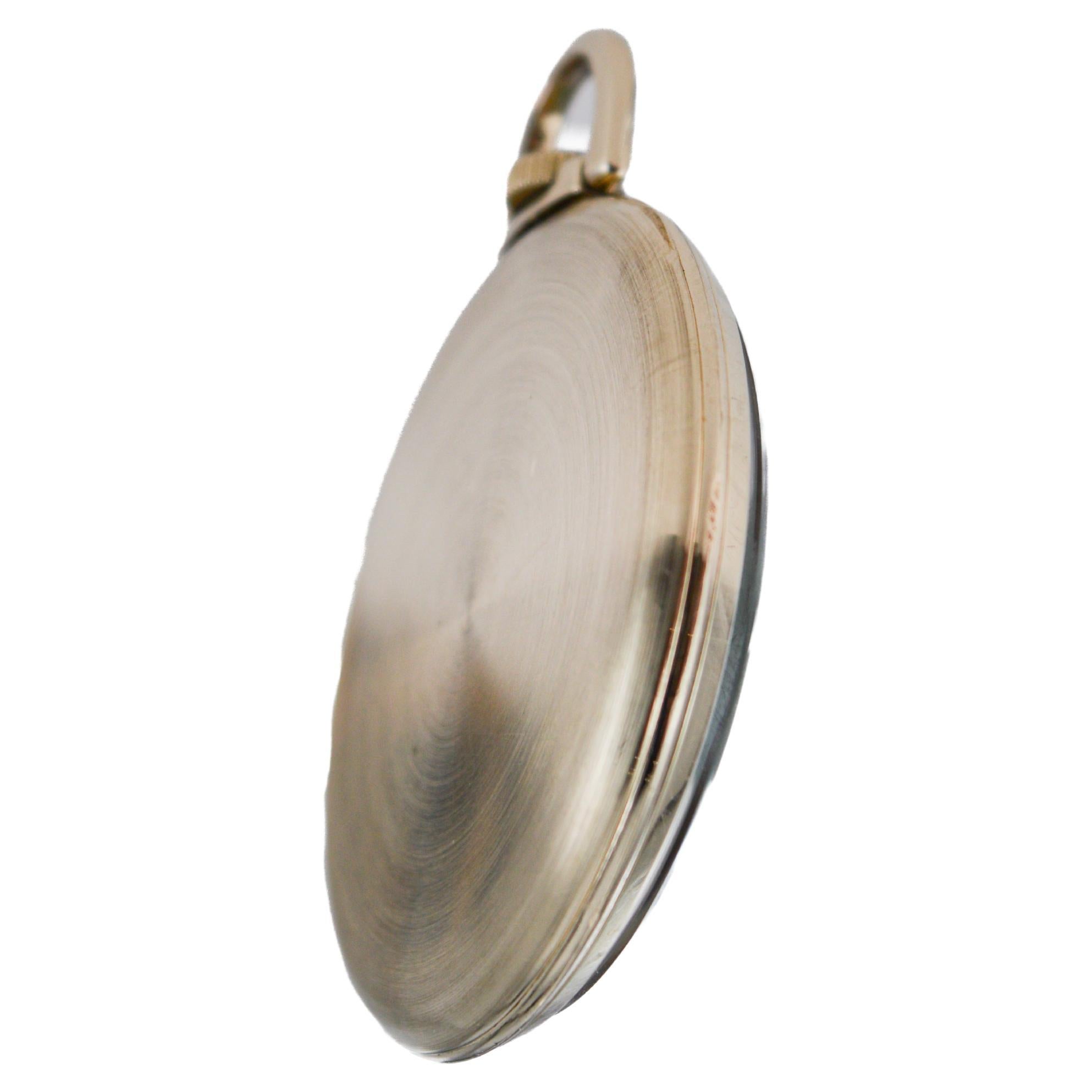 Gruen Yellow Gold Filled Art Deco Pocket Watch with Original Dial 1940's For Sale 6