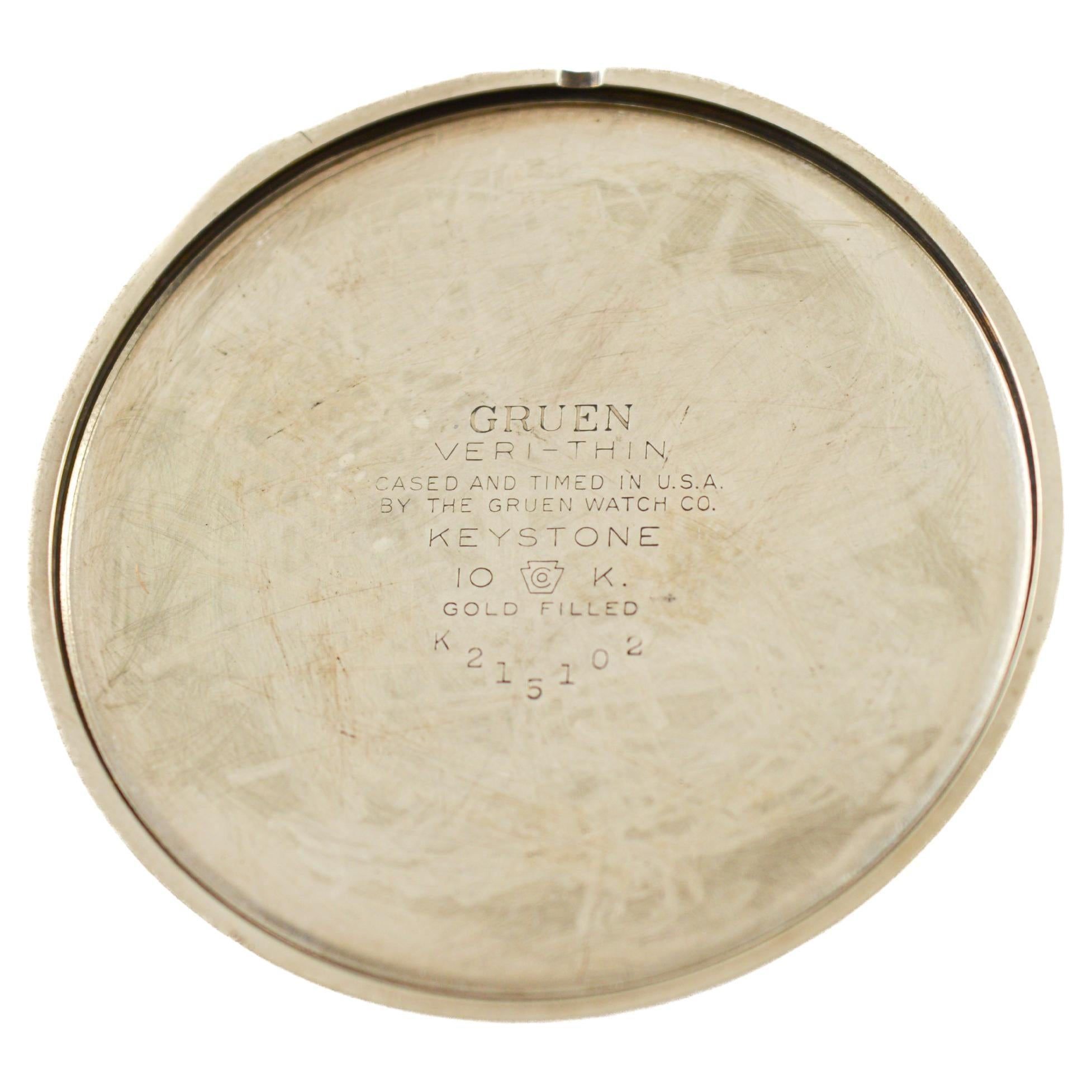 Gruen Yellow Gold Filled Art Deco Pocket Watch with Original Dial 1940's For Sale 7