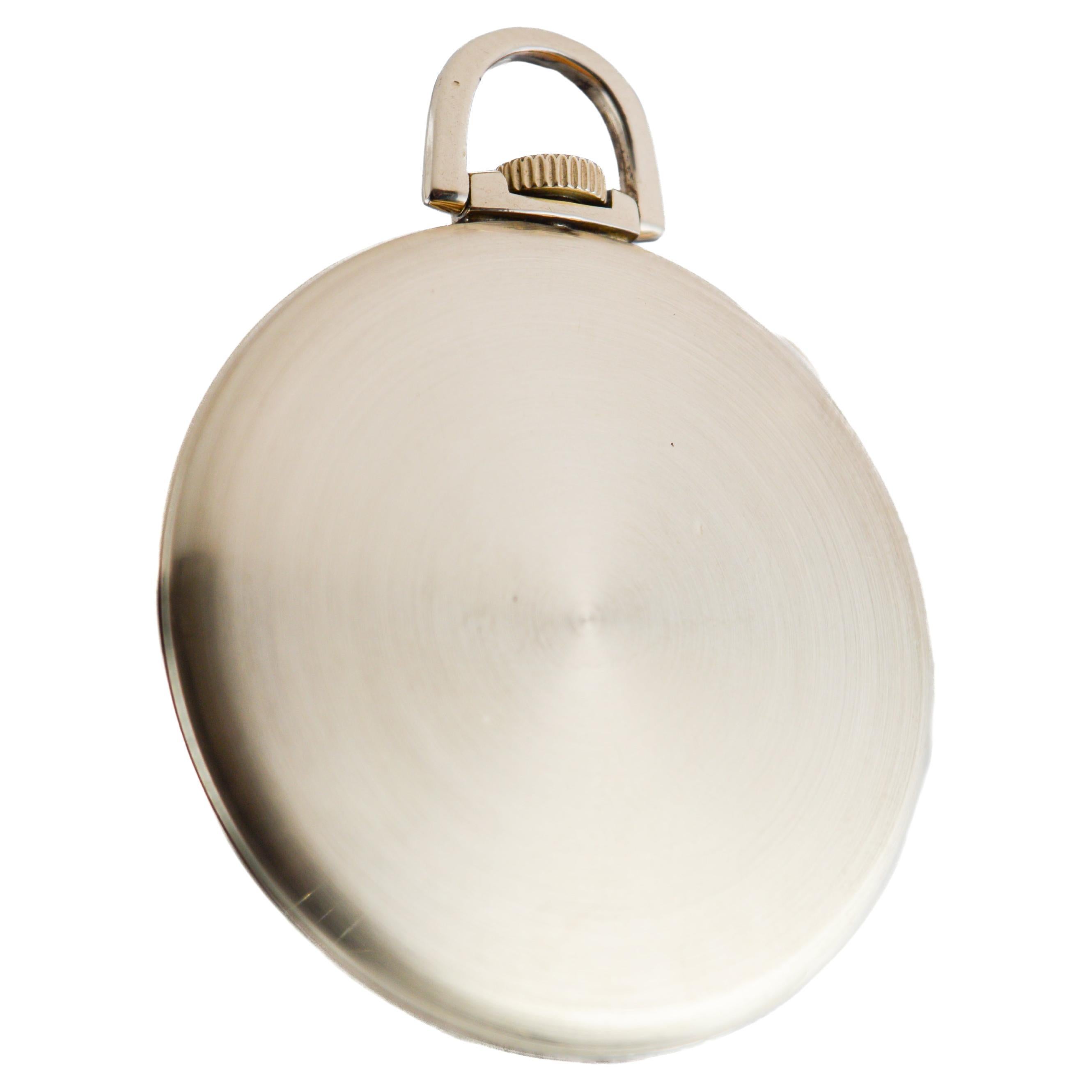Gruen Yellow Gold Filled Art Deco Pocket Watch with Original Dial 1940's For Sale 2