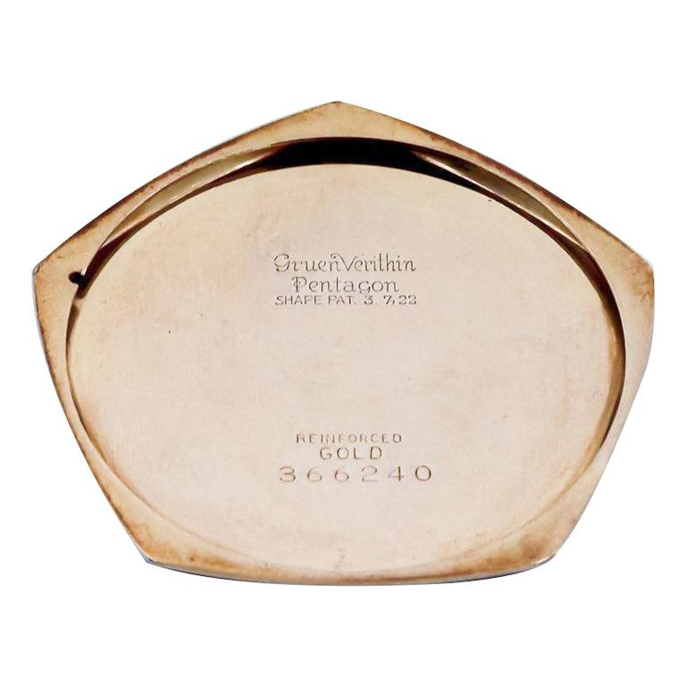 Gruen Gelbgold gefüllte Art-Déco-Taschenuhr mit Original Stern-Zifferblatt, 1920er Jahre im Angebot 7