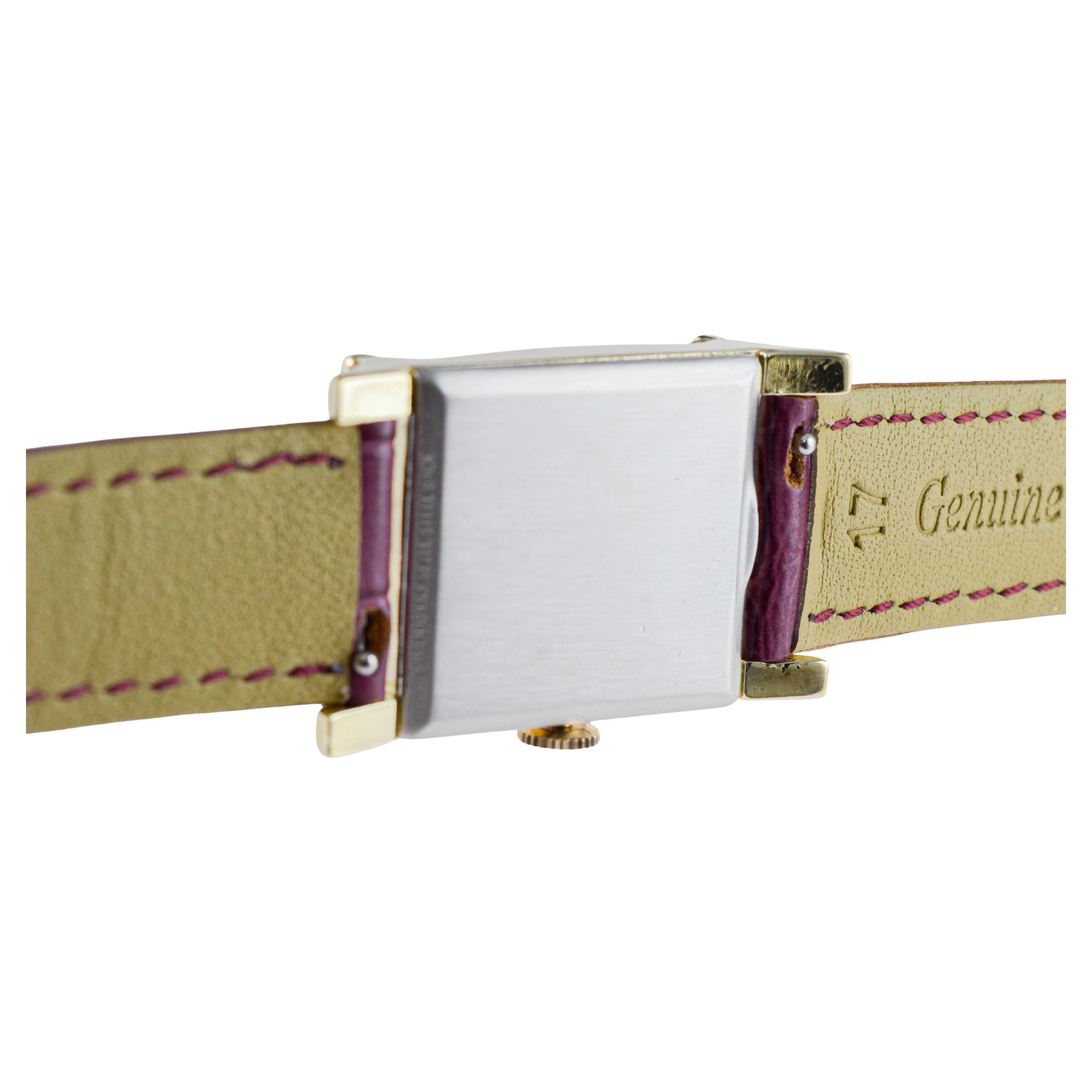 Gruen en or jaune Art Deco Veri Thin avec cadran personnalisé circa 1940's en vente 8