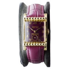 Gruen Yellow Gold Filled Art Deco Veri Thin with Custom Dial circa 1940's