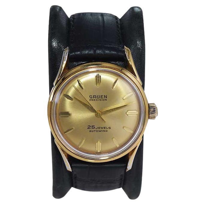 Gruen Yellow Gold Filled Art Deco Watch from 1960's with Original Dial 