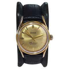 Retro Gruen Yellow Gold Filled Art Deco Watch from 1960's with Original Dial