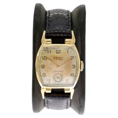 Gruen Yellow Gold Filled Art Deco Watch with Original Patinated Dial from 1947