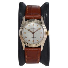 Gruen Yellow Gold Filled Art Deco Watch with Unique Quartered Dial circa 1950's