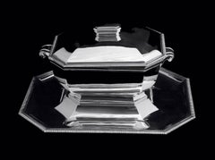 Gruhier – Original französische Art déco-Servierterrine aus 950er Sterlingsilber im Art déco-Stil