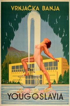 Original Vintage Travel Poster Vrnjacka Banja Hot Springs Spa Town Yugoslavia