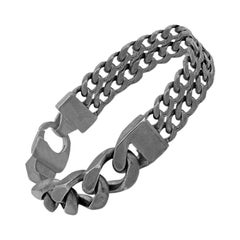 Grumette Duo Wide Bracelet in Oxidised Sterling Silver, Size M