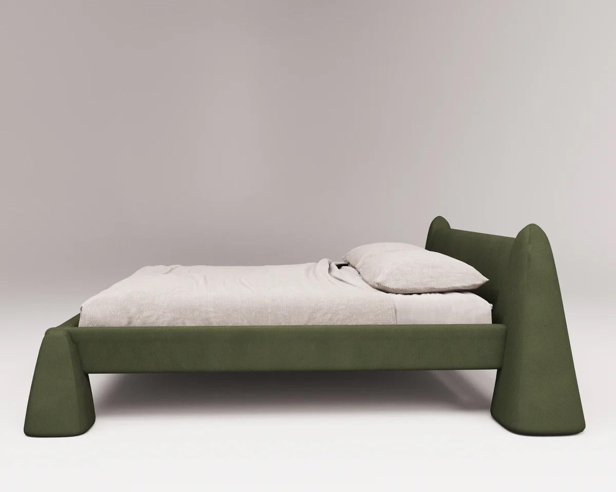 Grun’ Bed by Faina
Design: Victoriya Yakusha
Material: Textile, foam rubber, sintepon, wood.
Dimensions: D 237 x W 258 x H 95 cm

The distinctive geometry of the Grun' bed reflects its natural inspirations, with stable bases representing a