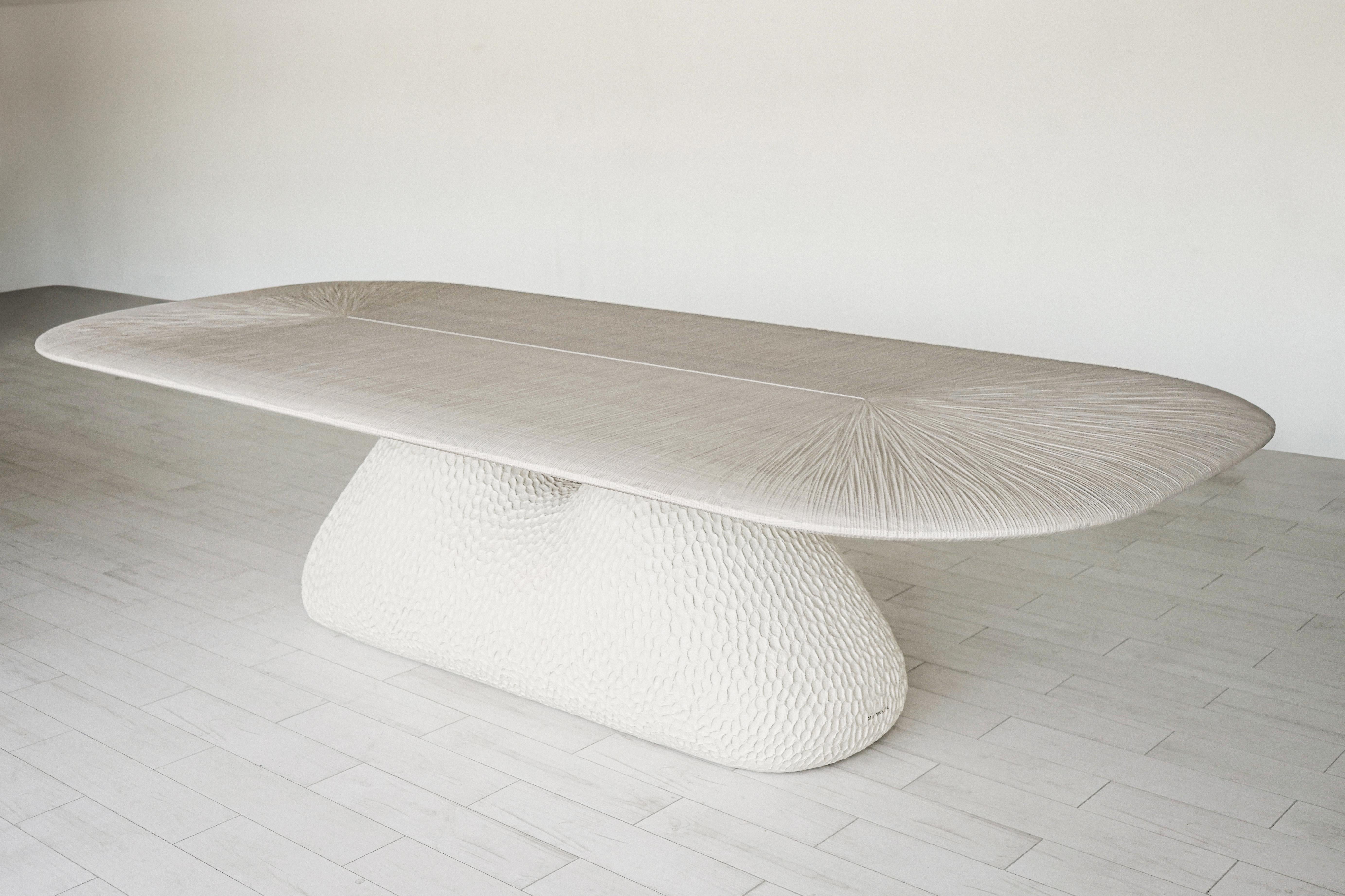 Grun’ Big Table by Faina
Limited Edition of 12
Design: Victoriya Yakusha
Material: Ztista, wood.
Dimensions: D 140 x W 300 x H 76 cm

The table is designed with a base crafted from the signature eco-friendly material ZTISTA, echoing the gentle