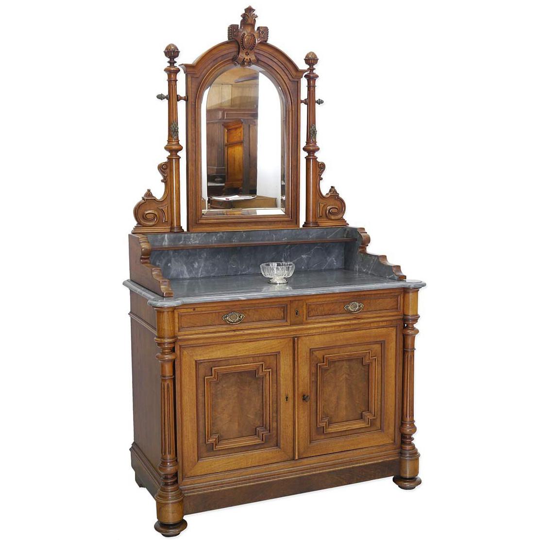 Gründerzeit Dresser Mirror Dresser Wilhelminian Period circa 1880 Walnut