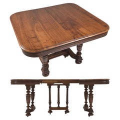 Antique Gründerzeit Extendable Dining Table / Scenery Table in Solid Walnut, 1890