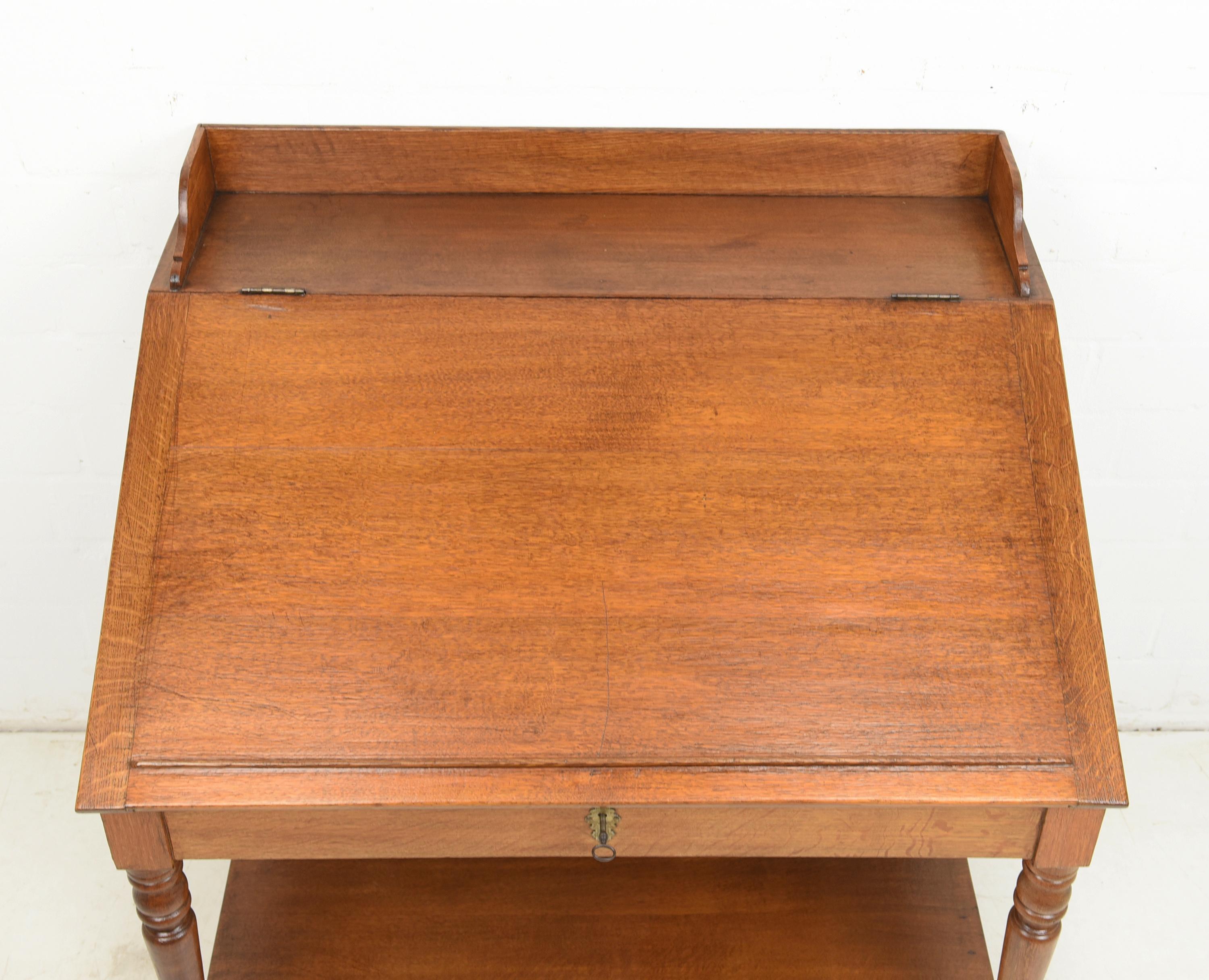 Gründerzeit Writing Desk / Seat Desk in Solid Oak, 1880 For Sale 3