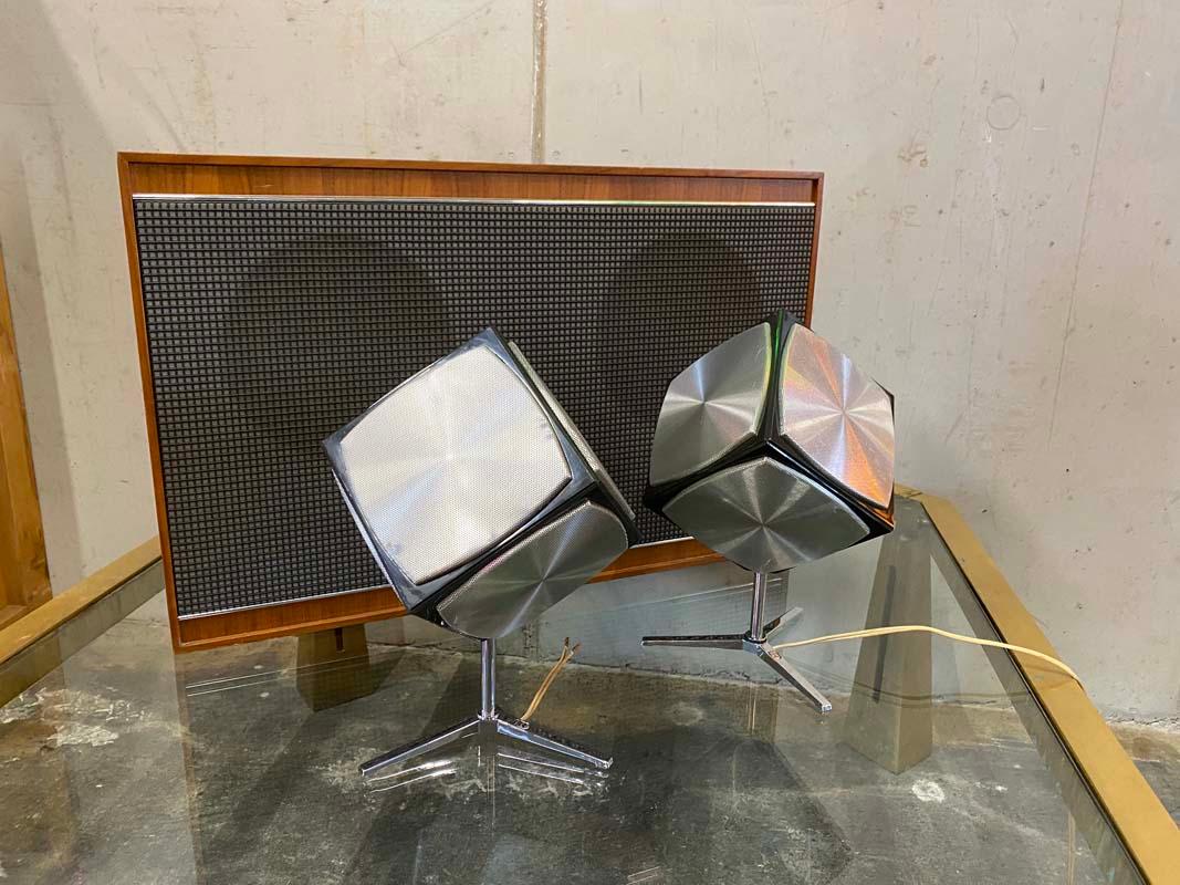 Grundig Cube Speaker Set with Amplifier, 1970s 4