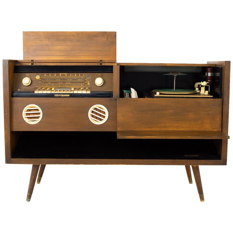 Record Console Stereo At 1stdibs, Mid Century Modern Stereo Cabinet