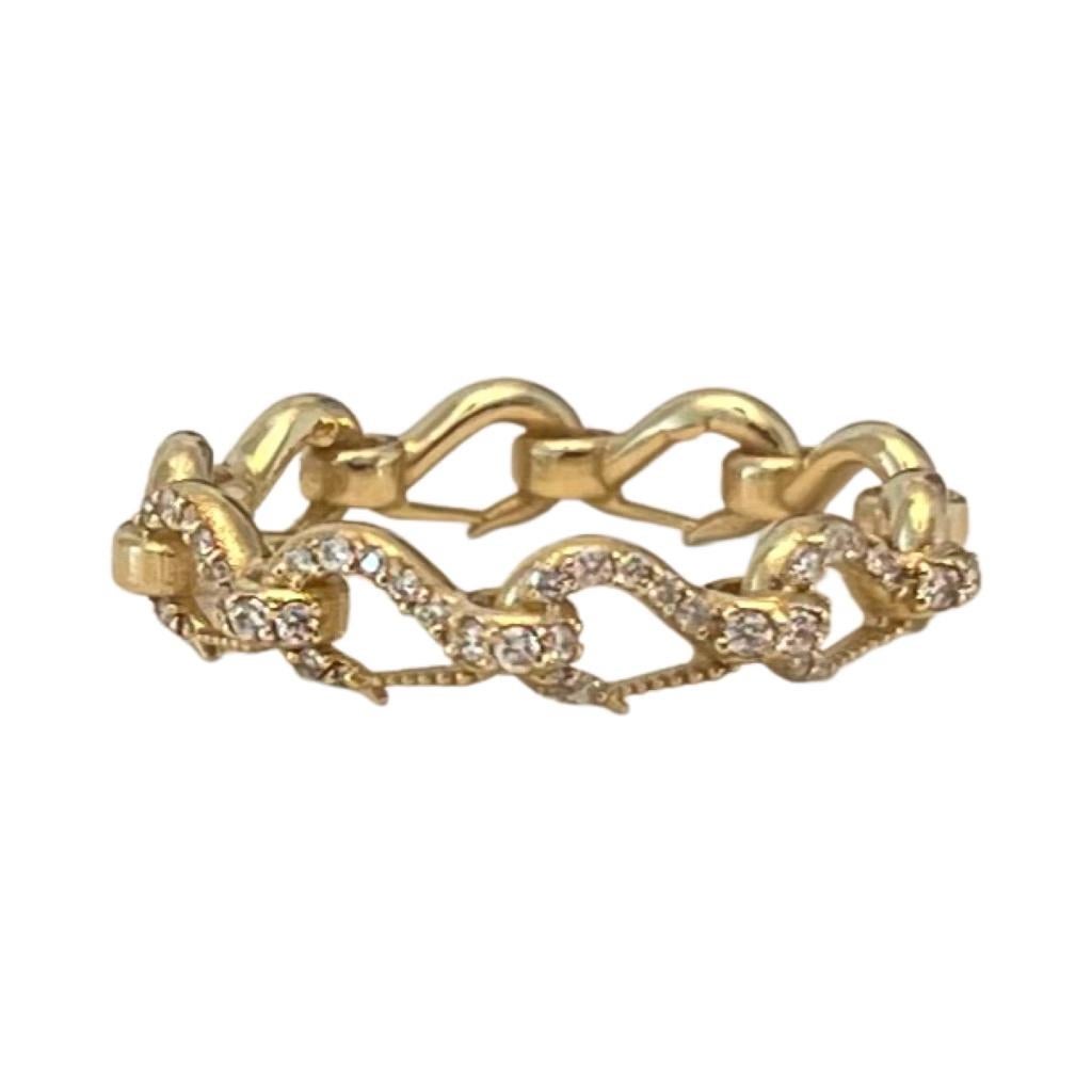 For Sale:  Grunfeld Link 14k Yellow Gold and Diamond Ring 7